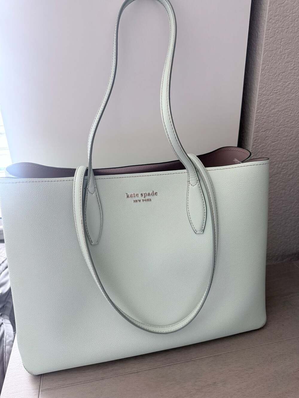 Kate Spade All Day Large Tote Pale Green Leather Handbag